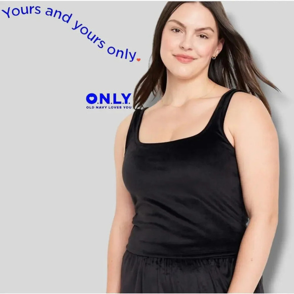 O.N.L.Y Old Navy Loves You Women’s Black Velour tank top - large - Picture 8 of 8